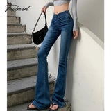 Tavimart Streetwear Drawstring Pleated Sexy Slim Jeans Women Summer New High Waist Fashion All -
