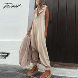 Tavimart Summer Casual Hooded Romper Streetwear Fashion Sleeveless Button Solid Playsuit Retro