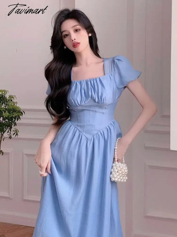 Tavimart Summer Fashion Elegant Women Party Midi Dress Lady One Piece Vintage A - Line Prom