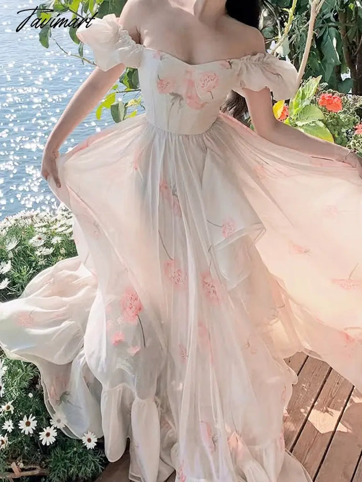 Tavimart Summer Floral Print Fairy Dress Women Sexy Slash Neck Puff Sl tavimart Tavimart Summer Floral Print Fairy Dress Women Sexy Slash Neck Puff Sl tavimart