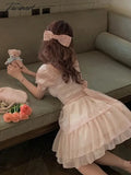 Tavimart - Summer French Vintage Sweet Dresses Female Kawaii Y2K Fashion Fariy Mini Dress Korean