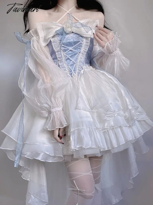 Tavimart Summer Kawaii Clothing Lolita Mini Dress Women Long Sleeve Even Party Female Sweet Fairy