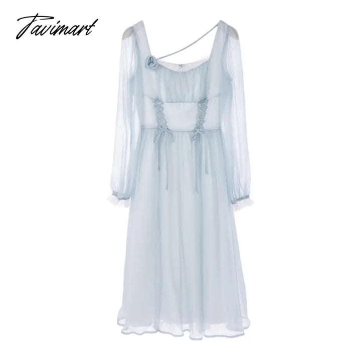 Tavimart Summer Lace Design Midi Dress Women Long Seleve Elegant Faity Party Female Casual One