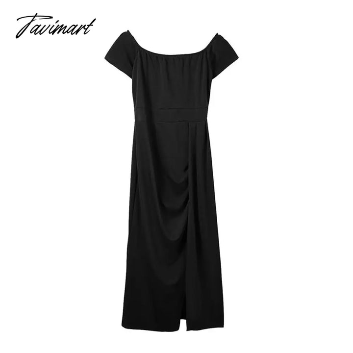 Tavimart Summer New Solid Color High - Waist Elegant Dress Ladies Slim Slit Long Casual Skirt Party