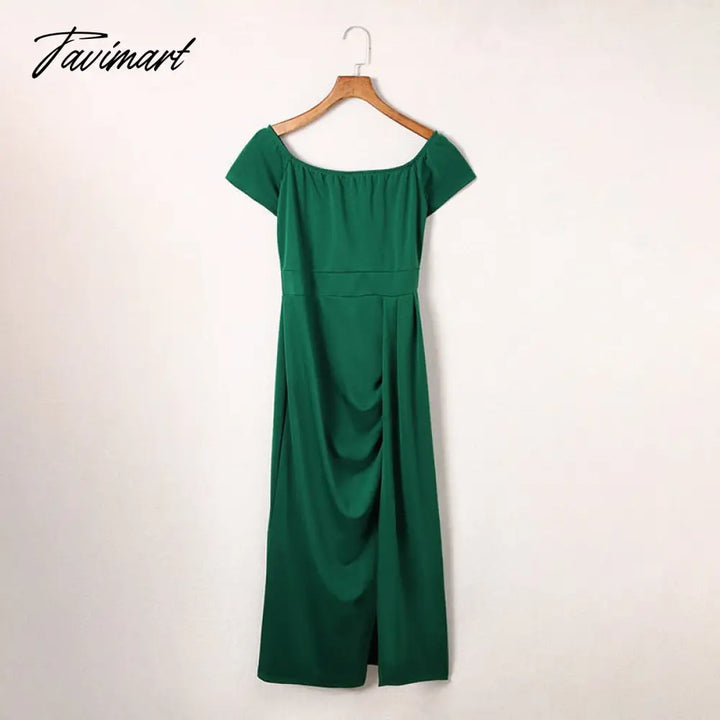 Tavimart Summer New Solid Color High - Waist Elegant Dress Ladies Slim Slit Long Casual Skirt Party