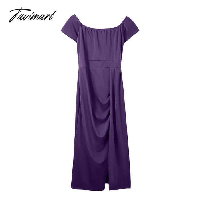 Tavimart Summer New Solid Color High - Waist Elegant Dress Ladies Slim Slit Long Casual Skirt Party