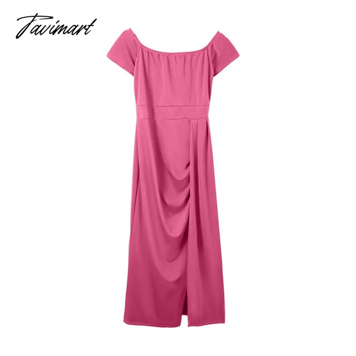 Tavimart Summer New Solid Color High - Waist Elegant Dress Ladies Slim Slit Long Casual Skirt Party