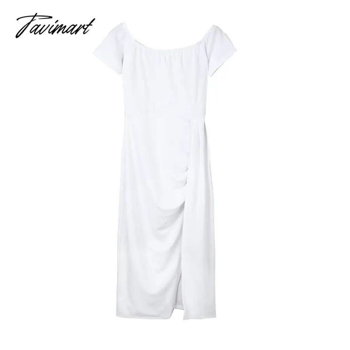 Tavimart Summer New Solid Color High - Waist Elegant Dress Ladies Slim Slit Long Casual Skirt Party