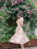 Tavimart Summer New Women Fashion Elegant Print Midi Dresses Female Casual A - Line Holiday Party