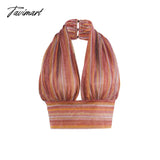 Tavimart Summer Sexy Cross Halter Tops For Women Holiday Party Bandage Backless Y2K Crop Top