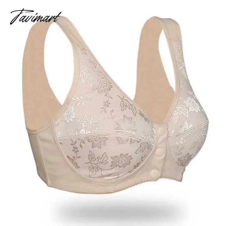 Tavimart Summer Women Front Button Bra Without Padding Plus Size Bras Mother’s Cotton Wireless