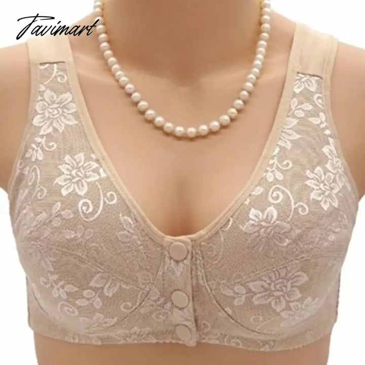 Tavimart Summer Women Front Button Bra Without Padding Plus Size Bras Mother’s Cotton Wireless