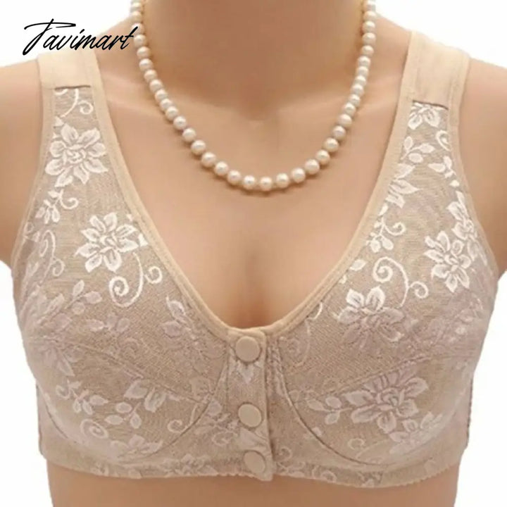 Tavimart Summer Women Front Button Bra Without Padding Plus Size Bras Mother’s Cotton Wireless