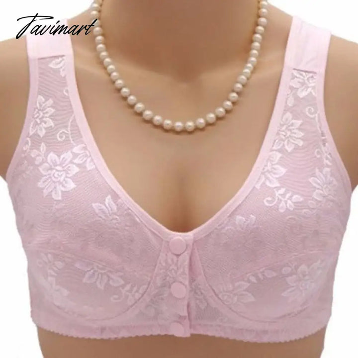 Tavimart Summer Women Front Button Bra Without Padding Plus Size Bras Mother’s Cotton Wireless