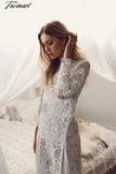Tavimart Summer Women Long Party Dress Vintage Sleeve Floor Length Sexy Backless White Lace Maxi
