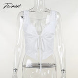 Tavimart Summer Women Tank Tops Camisole Lace Up Sleeveless Flower Print Sexy Short Crop