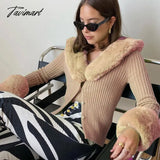 Tavimart Sweater Cardigan Women Autumn Winter Coat Knitted Jacket Casual Beige Long Sleeve Outwear