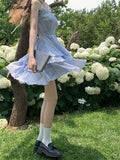 Tavimart Tie - Dye Lace - Up Dress Women Spring Back Hollowed Out Suspender Skirt A - Line Korean