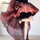 Tavimart - Trailing Skirt Small Red Slip Dress Mori Style