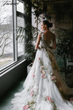 Tavimart Transparent V - Neck Wedding Dress New Design Rose Collection White For Bridal Open Back