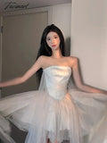 Tavimart - Tube Top Dress Autumn New High-Grade Socialite Light Luxury Birthday Beautiful Lolita