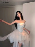 Tavimart - Tube Top Dress Autumn New High-Grade Socialite Light Luxury Birthday Beautiful Lolita