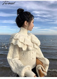 Tavimart Turtleneck Knit Sweater Women Princess Style Thick Loose Pullover New Autumn Winter