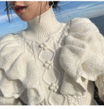 Tavimart Turtleneck Knit Sweater Women Princess Style Thick Loose Pullover New Autumn Winter