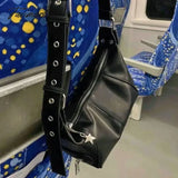 Tavimart Unique Black Women’s Shoulder Bag Cool Spicy Girl Motorcycle Messenger Handbags Large