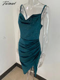 Tavimart Velvet Summer Women Bodycon Long Solid Midi Dress Sleeveless Backless Elegant Party