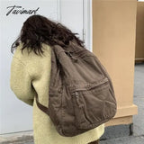 Tavimart - Vintage Backpack For Women Preppy Style Canvas Rucksack Zipper Casual Medium - Capacity