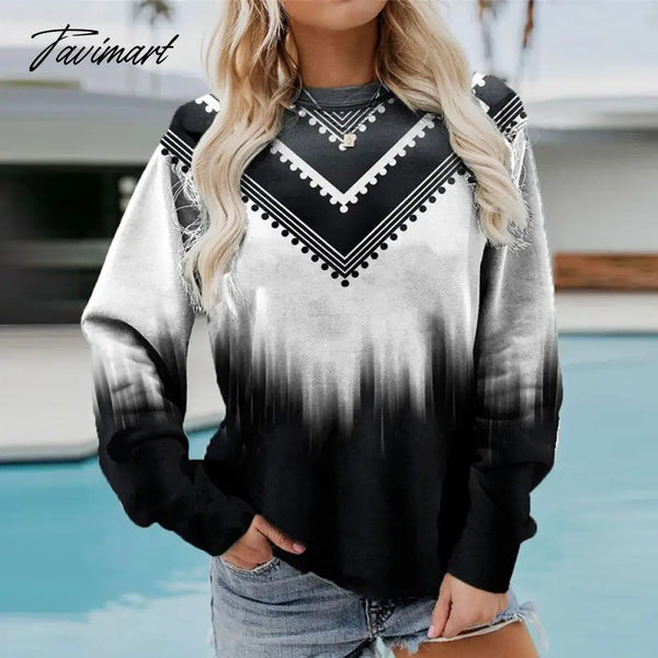 Tavimart Vintage Chic Landscape Pattern Sweatshirt Women O - Neck Long Sleeve Hoodie Streetwear