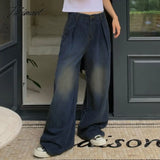 Tavimart Vintage Fashion Baggy Jeans Trousers Women Streetwear Wide Leg Female Pants Casual Denim