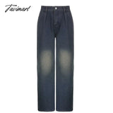 Tavimart Vintage Fashion Baggy Jeans Trousers Women Streetwear Wide Leg Female Pants Casual Denim