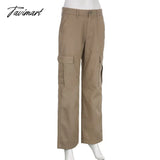 Tavimart Vintage Khaki Cargo Pants Jeans Pockets Trousers Sweatpant Harajuku Casual Chic Clothes