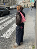 Tavimart Vintage Lapel Collar Pu Leather Short Jacket Women Chic Long Sleeve Zipper Cropped Coats