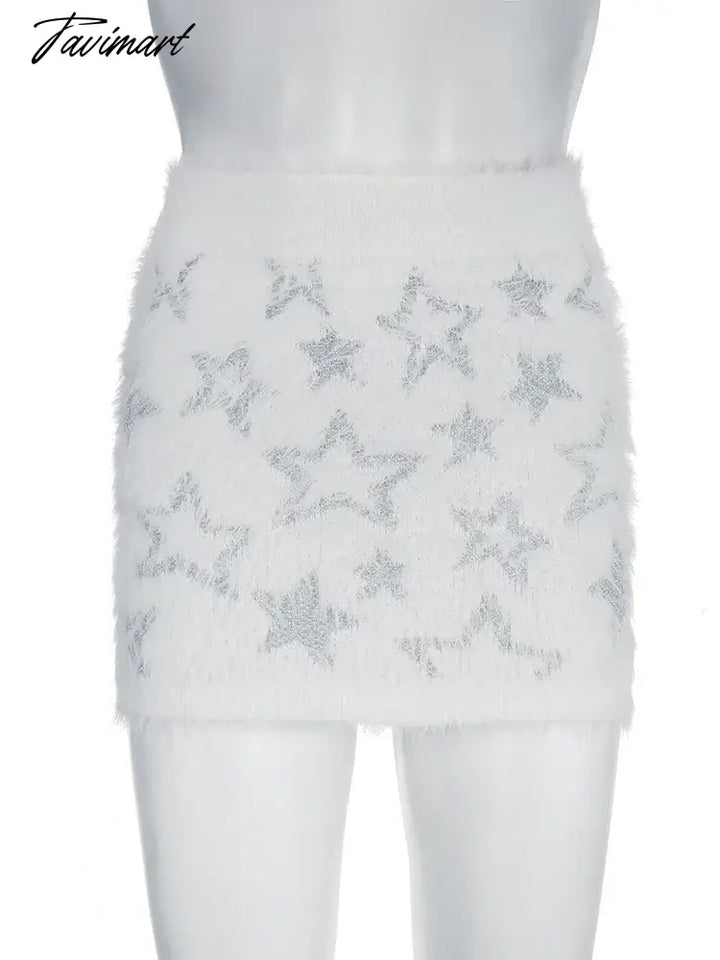 Tavimart Vintage Star Print Knitted Y2K Skirts Women Summer Retro Aesthetic Slim Mini Fairycore 90S