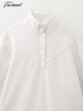Tavimart Vintage Turtleneck Letter Embroidery White Pullovers Sweatshirts Plush Women Tops