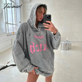 Tavimart Washed Do Old Hooded Sweatshirt Women's Models Autumn and Winter Jacket Women High Street Loose Casual Ragged Tops Women