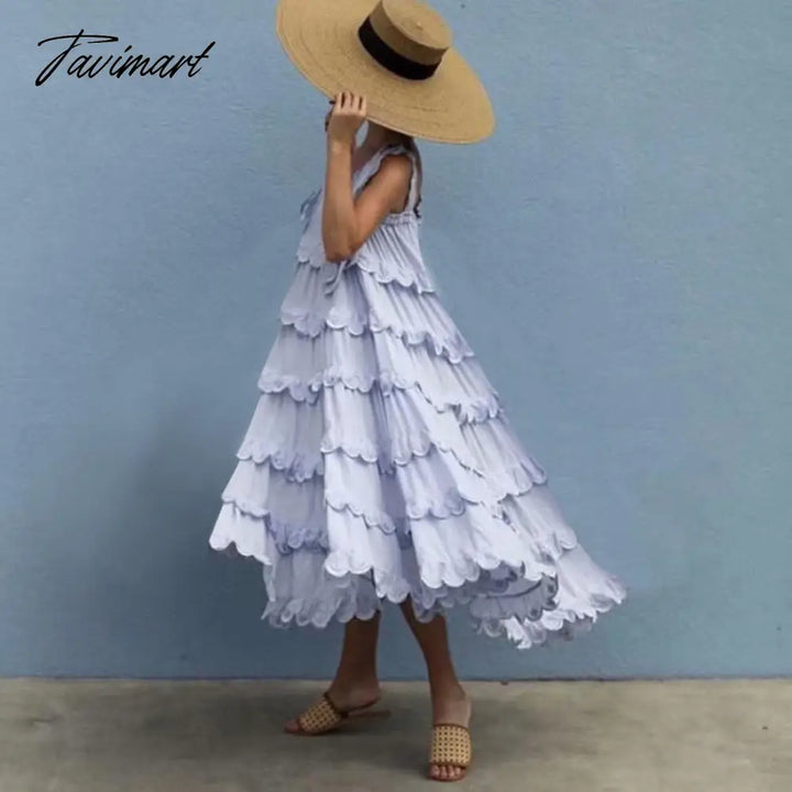 Tavimart White Boho Dress Solid Cotton Strap Summer Dresses Sexy Sleeveless Lace Beach Wear Hippie