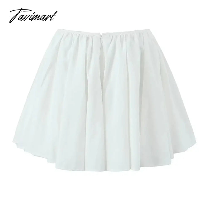 Tavimart White Gathered Mini Skirt Women Nex Sexy Strappy Mini Summer Cotton Hot Girl Kawaii New