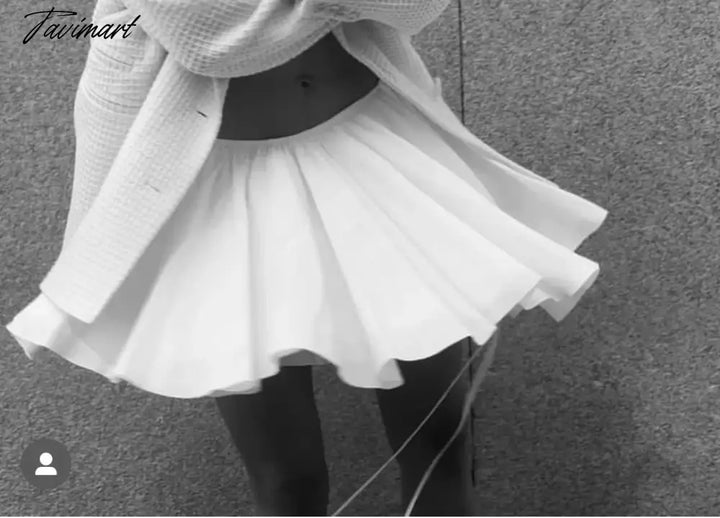 Tavimart White Gathered Mini Skirt Women Nex Sexy Strappy Mini Summer Cotton Hot Girl Kawaii New