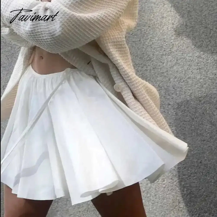 Tavimart White Gathered Mini Skirt Women Nex Sexy Strappy Mini Summer Cotton Hot Girl Kawaii New