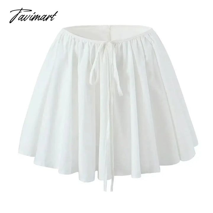 Tavimart White Gathered Mini Skirt Women Nex Sexy Strappy Mini Summer Cotton Hot Girl Kawaii New