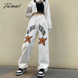 Tavimart White New Jeans Women Y2K Baggy Hippie Pants Boyfriend Style Vintage High Waist Versatile