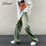 Tavimart Wide Leg Denim Trousers Vintage Green Jeans Women Summer Korean Fashion Vibe Style Y2K