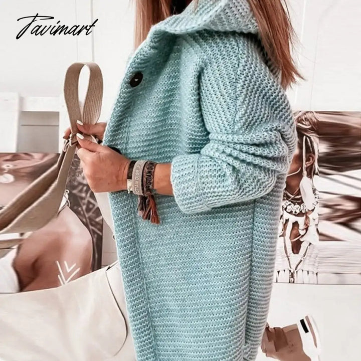 Tavimart Winter Casual Warm Hooded Long Sleeve Sweaters Women Loose Solid Color Knitted Tops Autumn