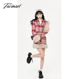 Tavimart Winter Christmas Knitted Suits Women Y2K Clothing Korean Fashion Plaid Blazers Coats +