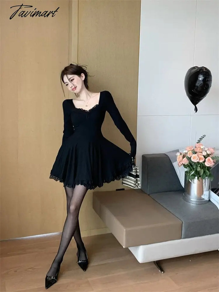 Tavimart Winter Party Dress Women Korean Fashion Lace Designer Sweet M tavimart Tavimart Winter Party Dress Women Korean Fashion Lace Designer Sweet M tavimart