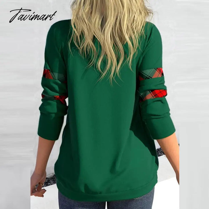 Tavimart Women Casual Long Sleeve Fake Two - Piece V - Neck Top Fashion Patchwork Pullover Tops